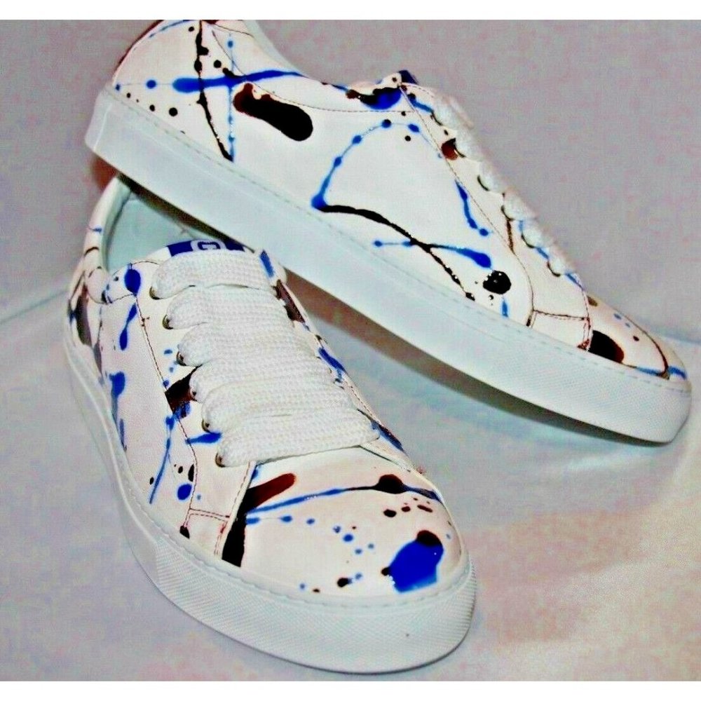 Gold And Gravy Downtown blue paint splatter trainers  Women's 12 Men's 11 m